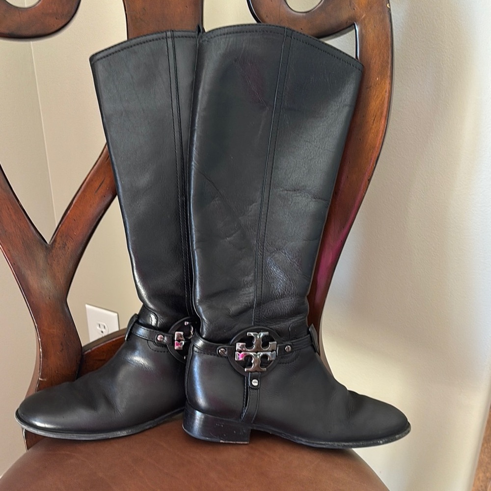 Tory Burch Black Leather Riding Boots